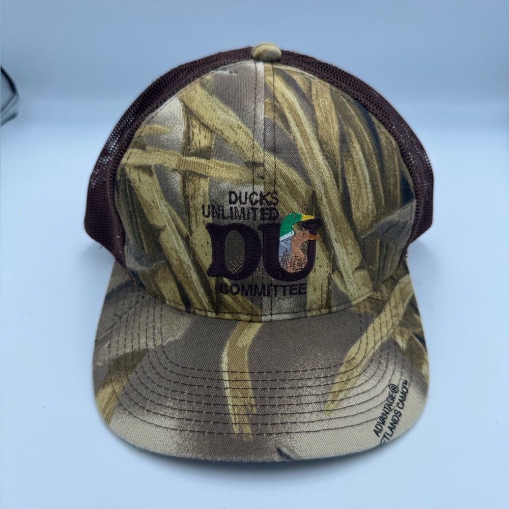 Vtg Ducks Unlimited Hat Cap Men Snap Back Camo Trucker Duck Waterfowl Hunting
